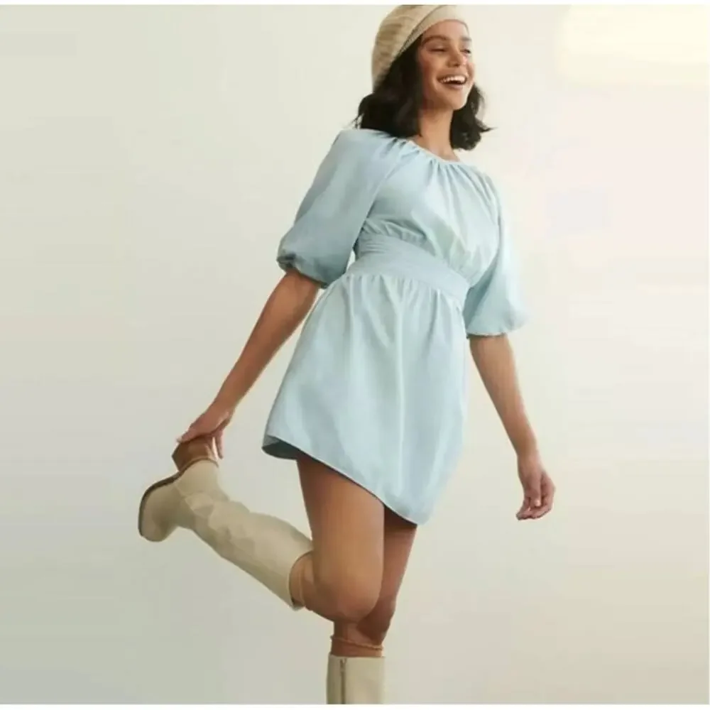 Anthropologie x Love the Label Puff Sleeve Mini Dress in Powder Blue | XS - Picture 7 of 7